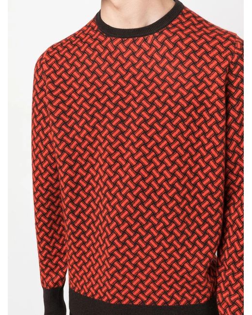 Drumohr Red Razor Blade Patterned Jumper for men