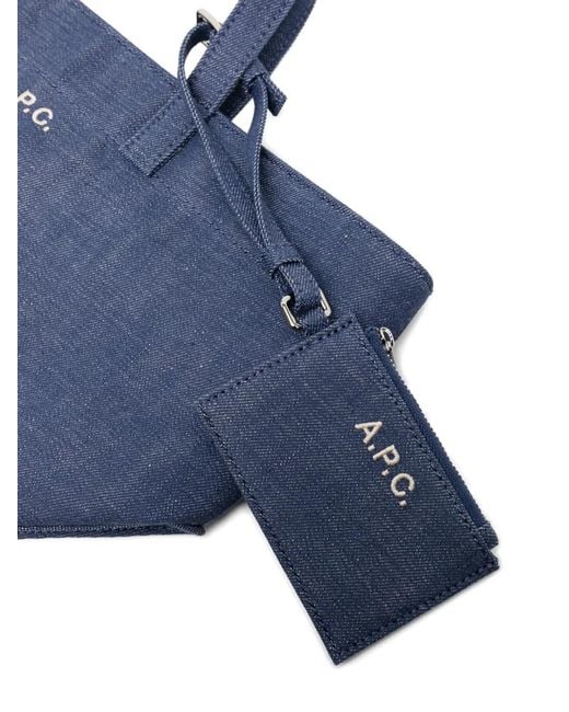 A.P.C. Blue Logo-Embroidered Tote Bag