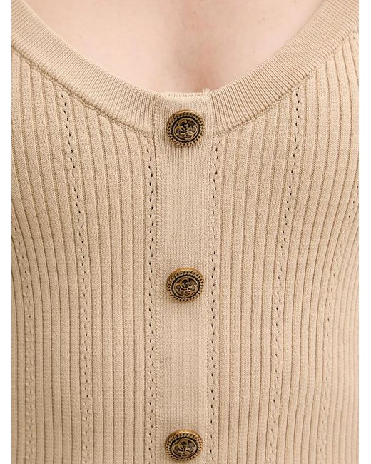 Guess Natural Emmie Button Ribbed Top