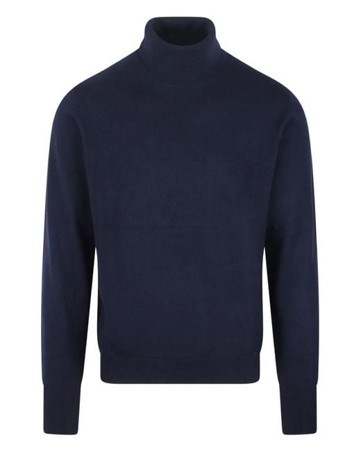 Drumohr Blue Cashmere Sweater for men