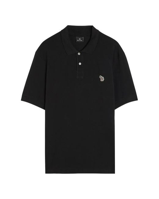 Paul Smith Black Zebra-Patch Polo Shirt for men