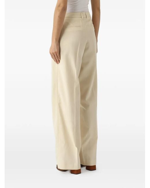PT Torino Natural Pleated Wide-Leg Trousers