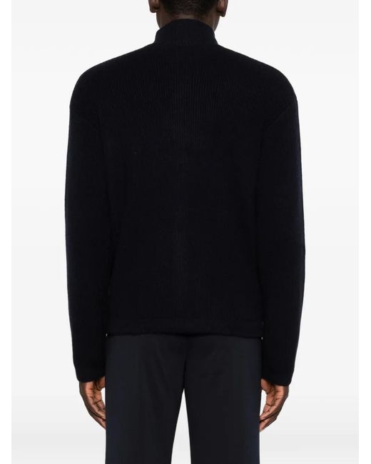 Soft Goat Black Zip Ribbed Cardigan for men