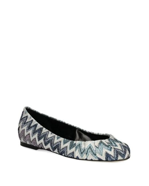 Missoni Natural Zigzag-Pattern Ballet Flats