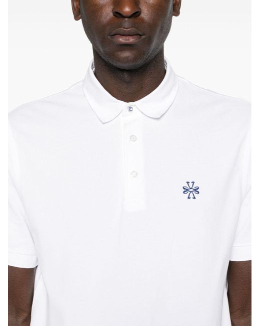 Jacob Cohen White Logo-embroidered Piqué Polo Shirt for men
