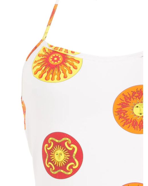 Amir Slama Orange Sun Print Swimsuit