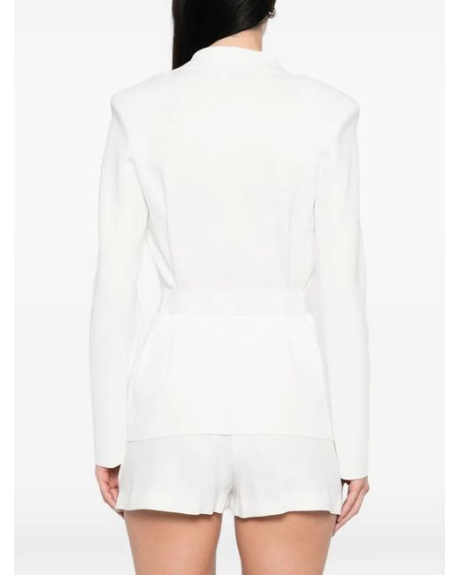 Elisabetta Franchi White Belted And Pocket Knit Cardigan