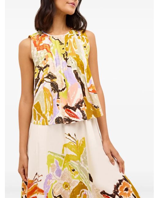 Marie Oliver Letta Geplooide Top Met Bloemenprint in het Orange