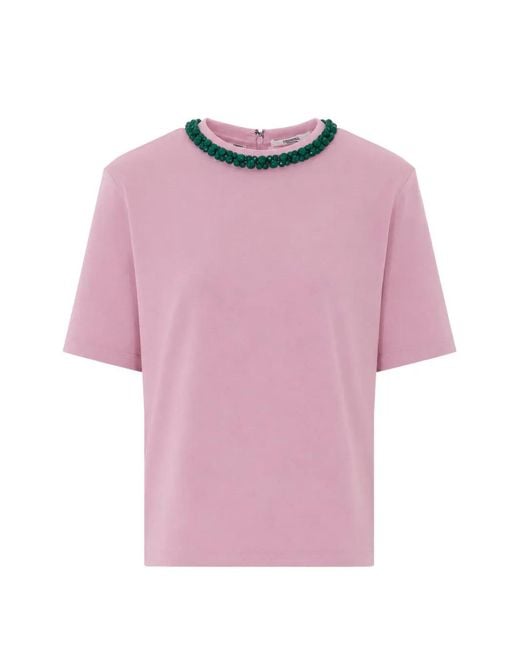 Essentiel Antwerp Pink Crystal-Embellished T-Shirt