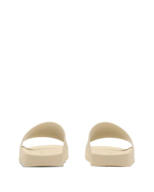 Burberry White Check-Print Slides