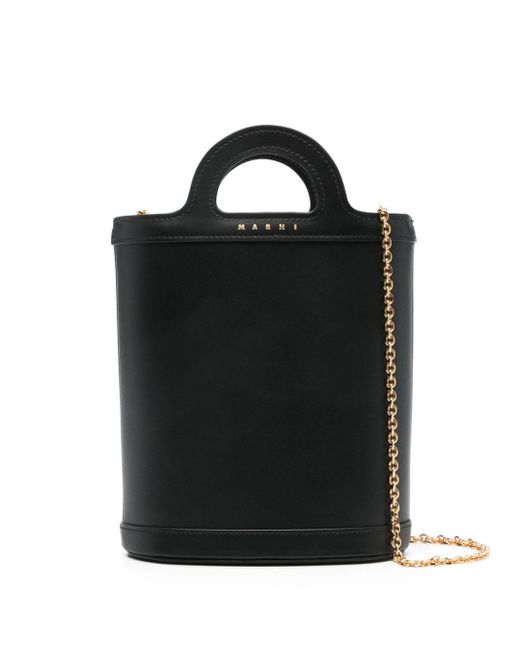 Marni Black Tropicalia Leather Bucket Bag
