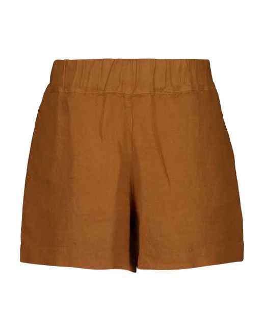 120% Lino Brown Leinenshorts mit Stretchbund