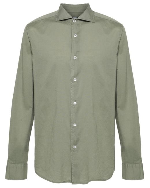 Fedeli Green Long-sleeves Cotton Shirt for men