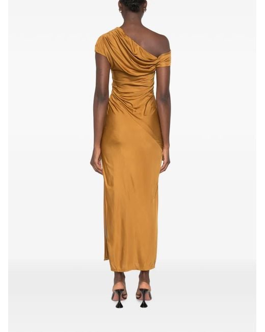 Galvan Metallic Cascading Off-Shoulder Dress