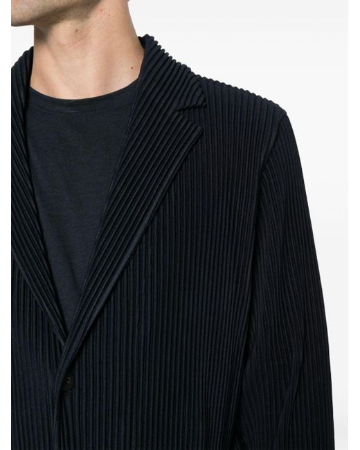 Homme Plissé Issey Miyake Blue Pleated Single-breasted Jacket for men