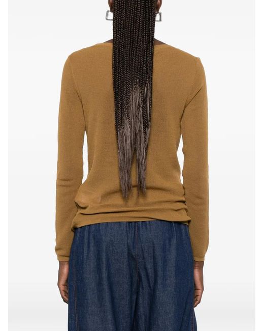 Max Mara Natural Fiorito Boat-Neck Long-Sleeve Sweater