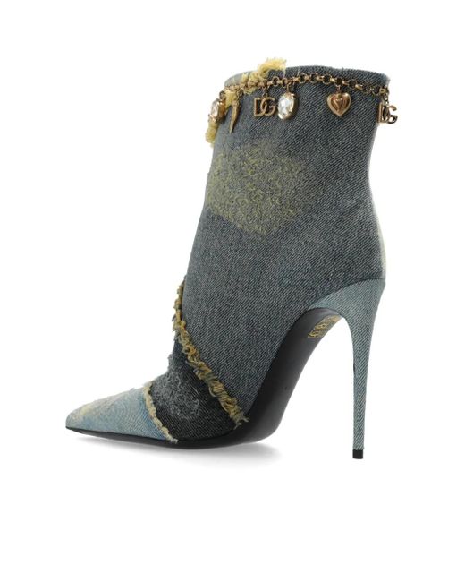 Dolce & Gabbana Black Distressed Denim Boots