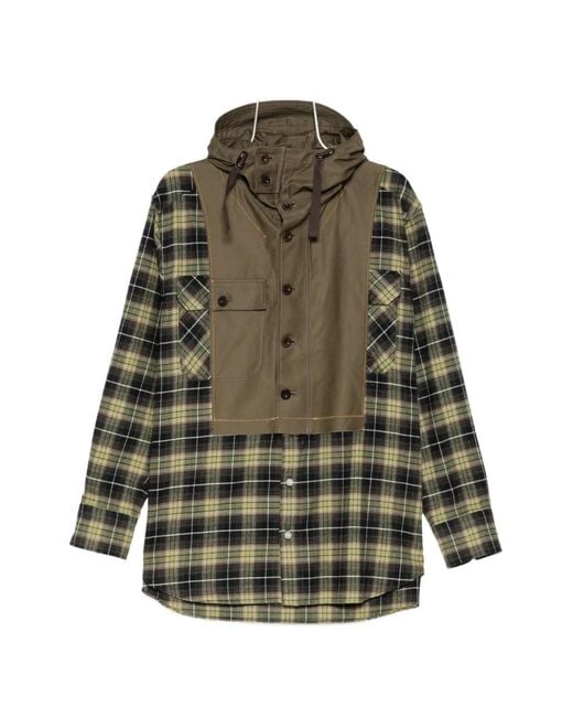 Kolor Kariertes Patchwork-Hemd in Green für Herren