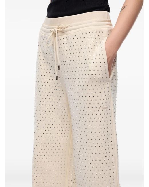 Pinko White Fully Rhinestoned Fleece Trousers
