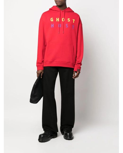 Raf Simons Red Ghost Host-Print Hoodie for men