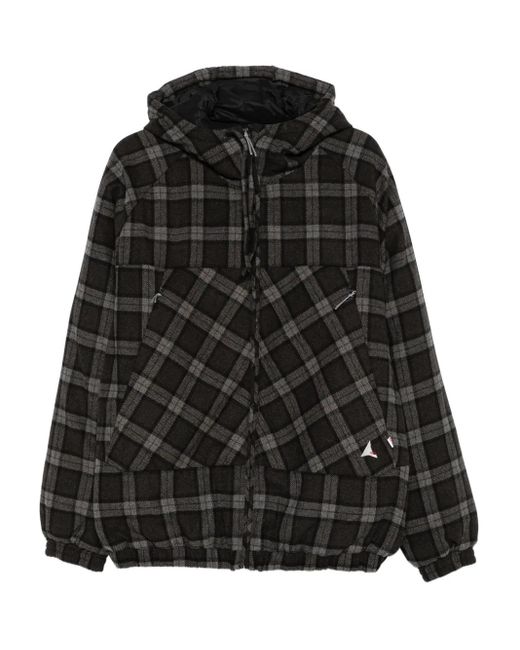 Roa Black Hooded Checked Jacket for men
