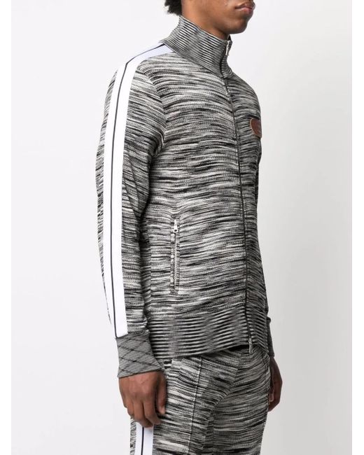 Palm Angels Gray X Missoni Melange Knit Zip-front Track Jacket