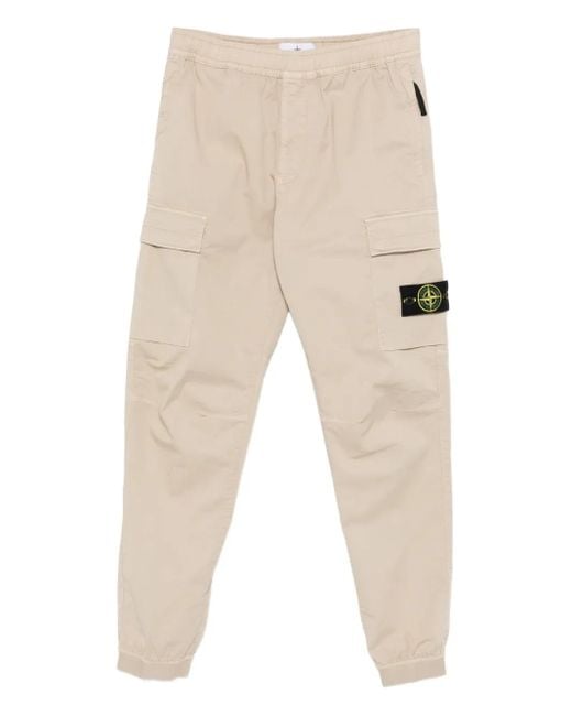 Stone Island Broek Met Cargo Zak En Manchetten in het Natural voor heren