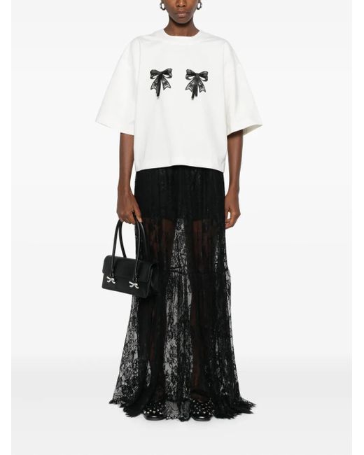 Hamza White Luna Lace-Bow T-Shirt