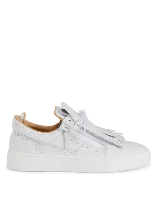 Giuseppe Zanotti White Gz94 Kiltie Low-Top Leather Trainers for men