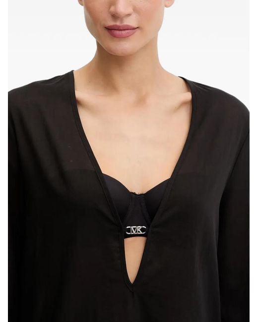 MICHAEL Michael Kors Black Logo-Plaque Kaftan