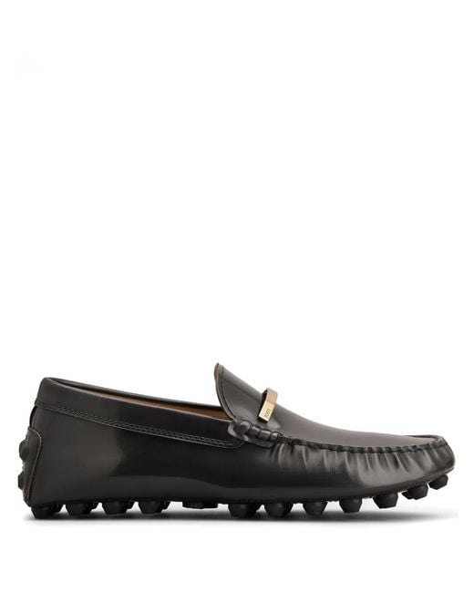 Tod's Black Gommino Bubble Leather Loafers for men