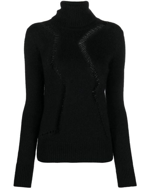 Saint Laurent Black Cut-Out Roll-Neck Jumper