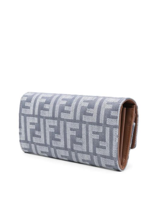 Fendi Gray Baguette Continental Clutch Bag