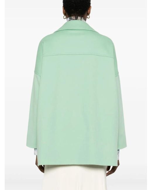 Alberto Biani Green Double-Breasted Virgin Wool Coat