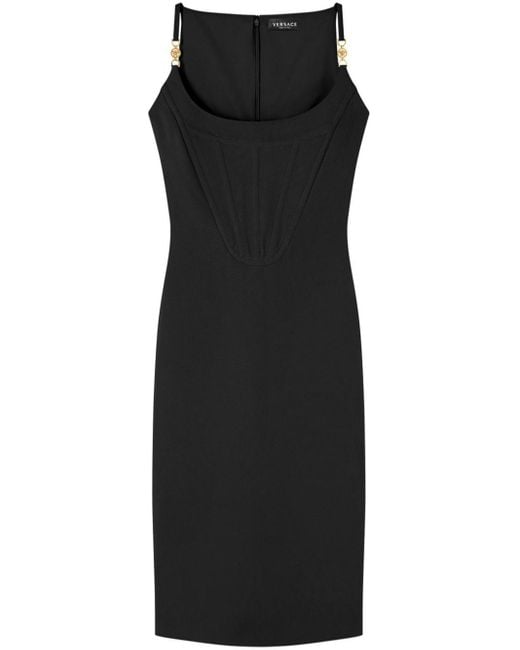 Versace Black Medusa-strap Corset-style Dress