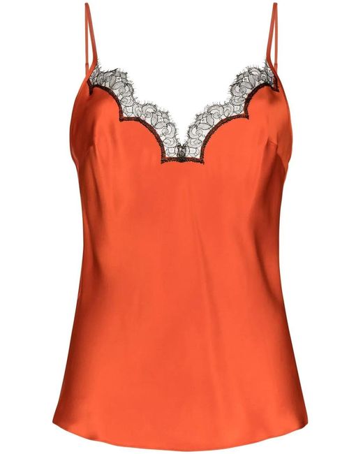 Gilda & Pearl Orange Caraco À Bords En Dentelle