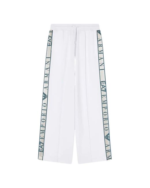 EA7 White Logo-Tape Track Pants