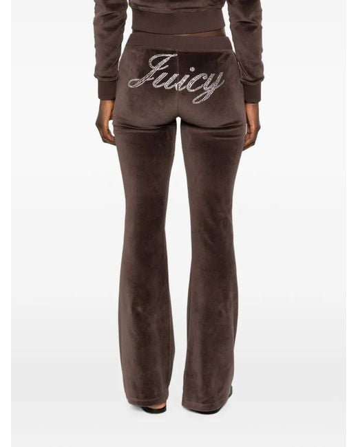 Sporty & Rich Brown X Juicy Couture Rhinestone-Embellished Track Pants