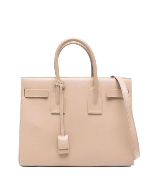 Saint Laurent Natural Sac De Jour Leather Tote Bag