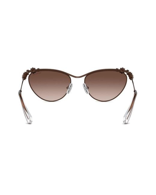 Swarovski Brown Crystal-embellished Cat-eye Sunglasses