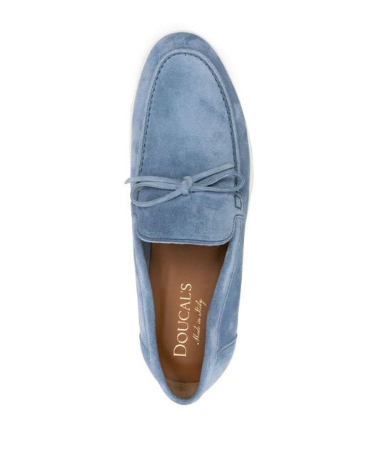 Doucal's Blue Lace-up Suede Loafers for men