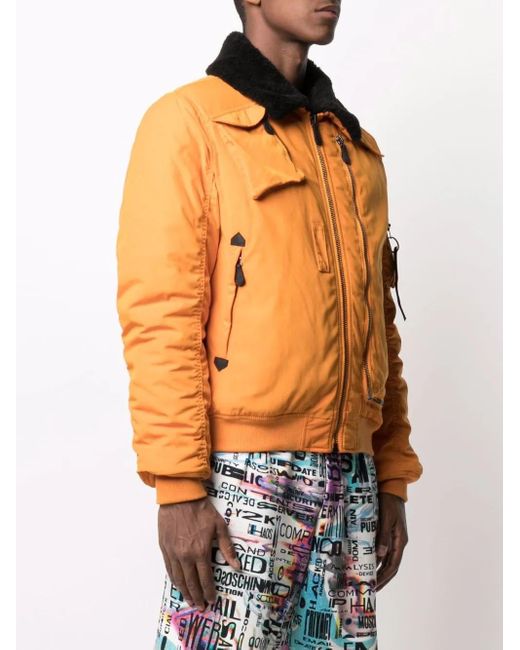 Moschino Orange Logo-keyring Bomber Jacket for men