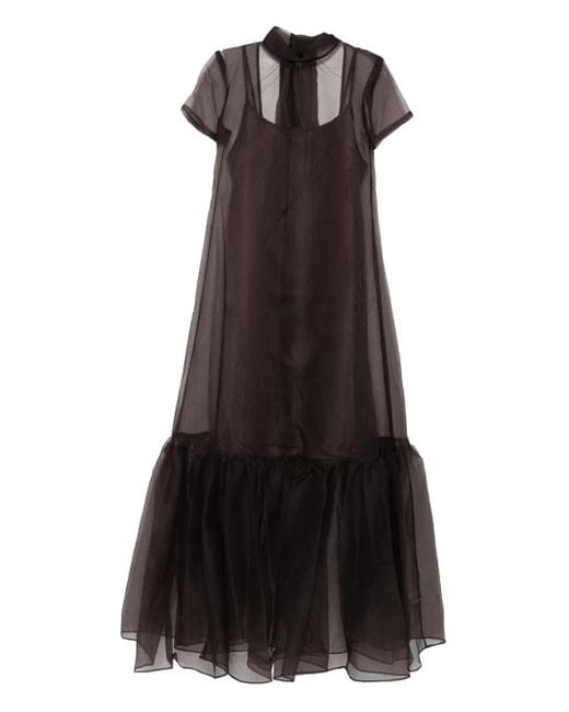 Staud Black Semi-Sheer Dress