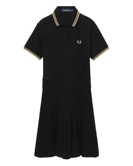 Fred Perry Black Pleated Polo Mini Day Dress