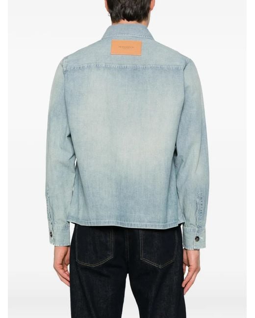 J.W. Anderson Blue Chambray Logo-Patch Chest-Pocket Cotton Shirt for men