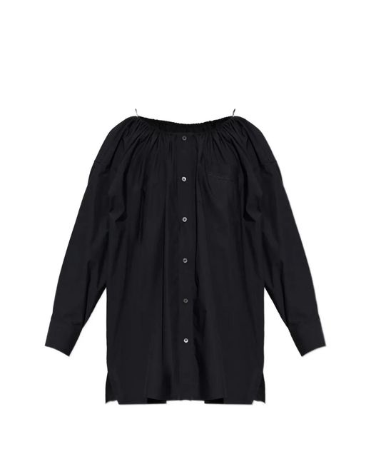 Alexander Wang Blue Off-Shoulder Button-Up Mini Dress