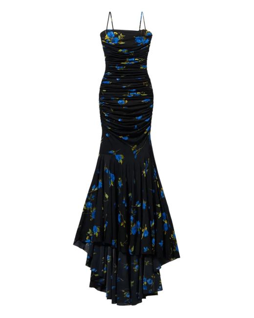 Blumarine Maxi-Jurk Met Bloemenprint in het Blue