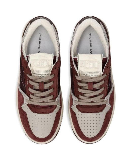 Philippe Model Brown Suede-Panelled Sneakers