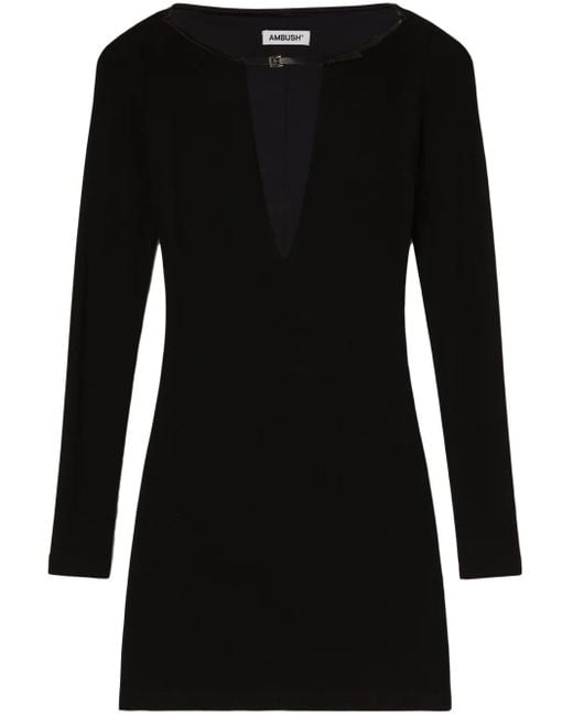 Robe Courte À Col V Ambush en coloris Black