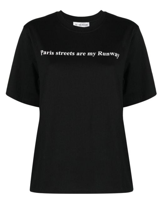 Victoria Beckham Black Paris Streets Are My Runway T-shirt